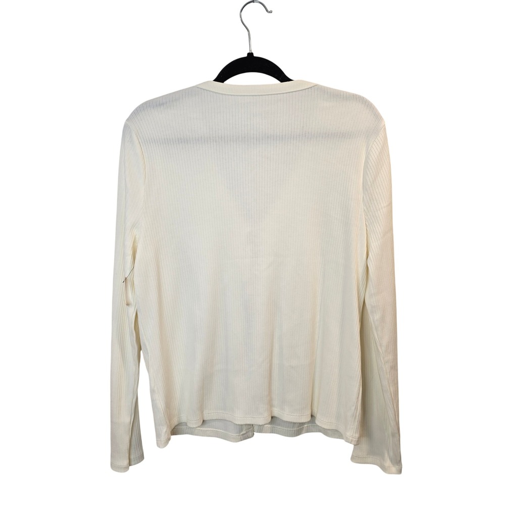 Talbots Cream Ribbed Tie-Front Cardigan - Picture 7 of 8